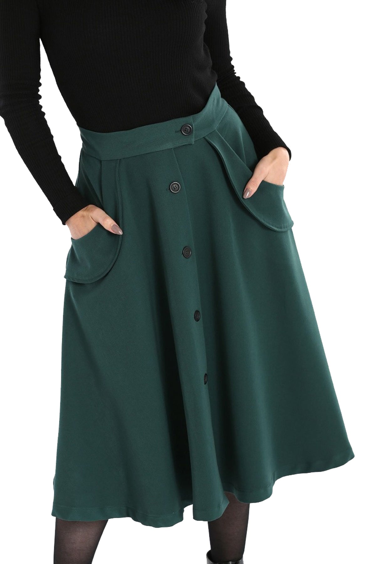Hell_Bunny_CARLIE_Vintage_PLAIN_High_Waist_50s_SWING_SKIRT_Rock_-_Gruen_killer_kirsche_1