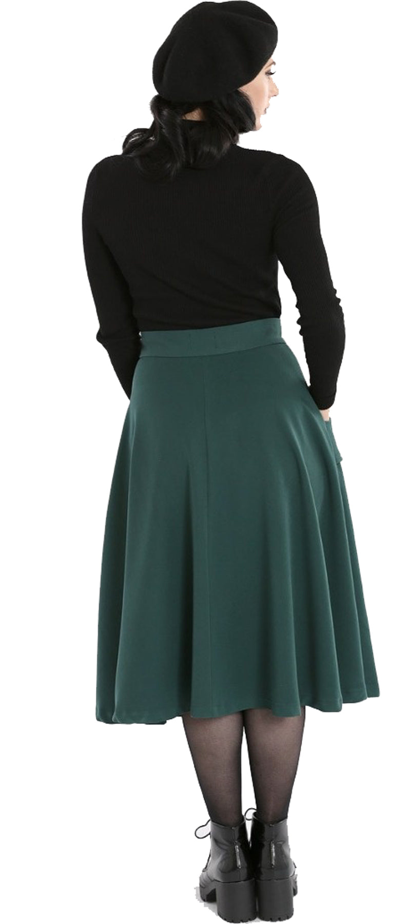 Hell_Bunny_CARLIE_Vintage_PLAIN_High_Waist_50s_SWING_SKIRT_Rock_-_Gruen_killer_kirsche_3