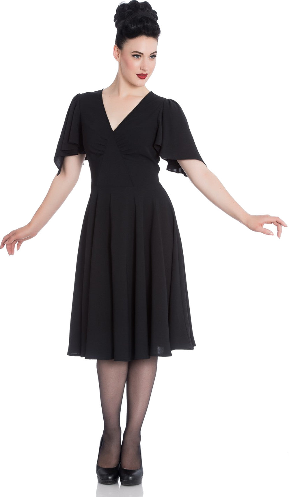 Hell_Bunny_CAROLINA_Vintage_PLAIN_Flutter_Sleeves_Swing_DRESS_Kleid-1