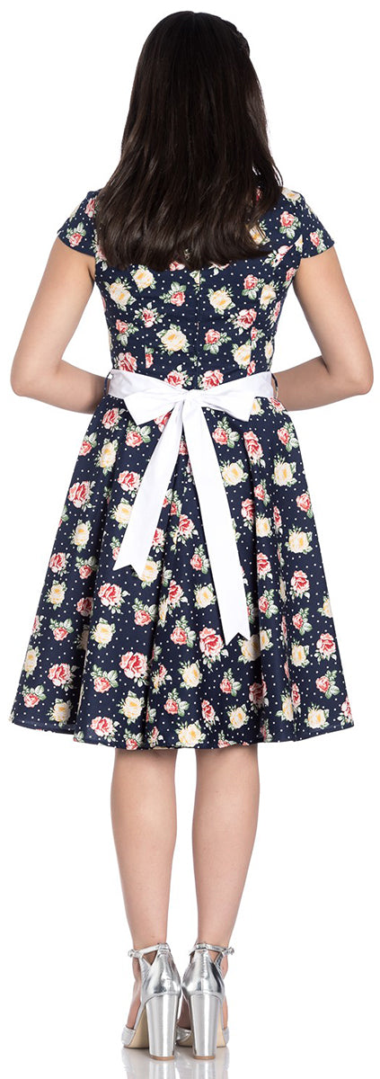 Hell_Bunny_CASSIE_Floral_ROSE_Polka_Dot_Kurzarm_SWING_DRESS_Kleid-2