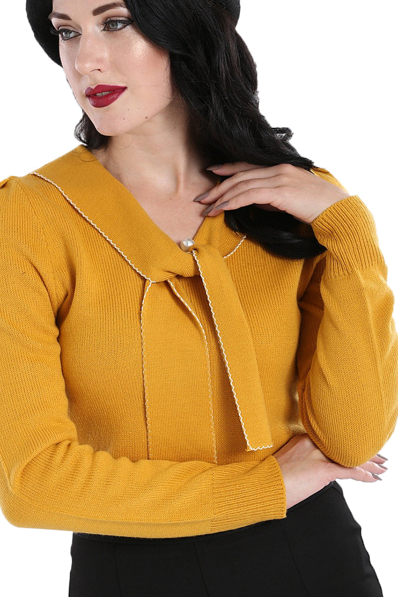 Hell_Bunny_CONNIE_Vintage_V-NECK_Knitted_Retro_Pearl_PULLOVER_Jumper_Gelb-2