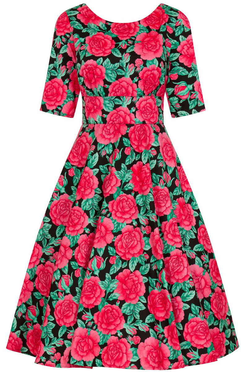 Hell_Bunny_DARCY_Vintage_ROSES_Floral_3_4_Arm_SWING_Dress_KLEID-4Rc4DjEZ4zrPoo