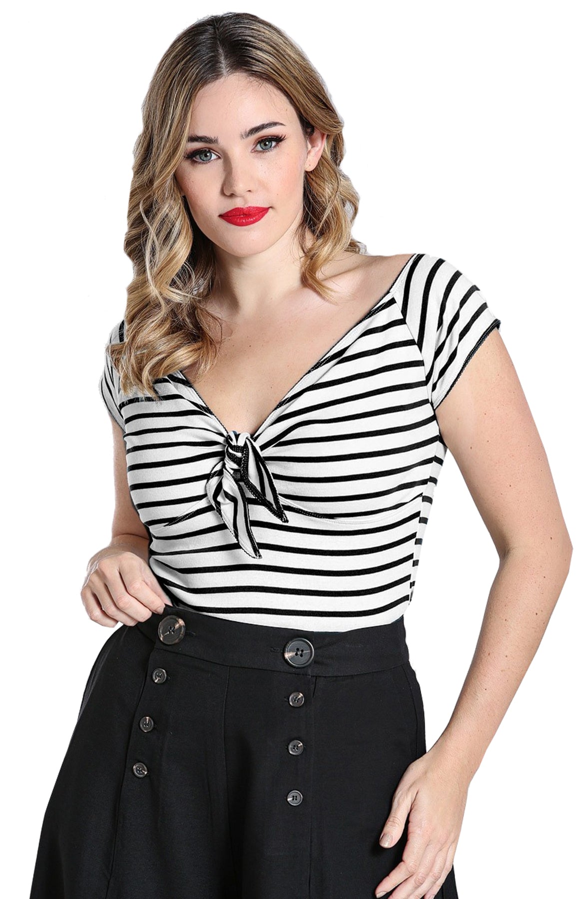 Hell_Bunny_DOLLY_Sailor_50s_STREIFEN_Knot_Tie_SHIRT_Oberteil_-Schwarz_Weiss_killer_kirsche_1eEozB6iljA1fU