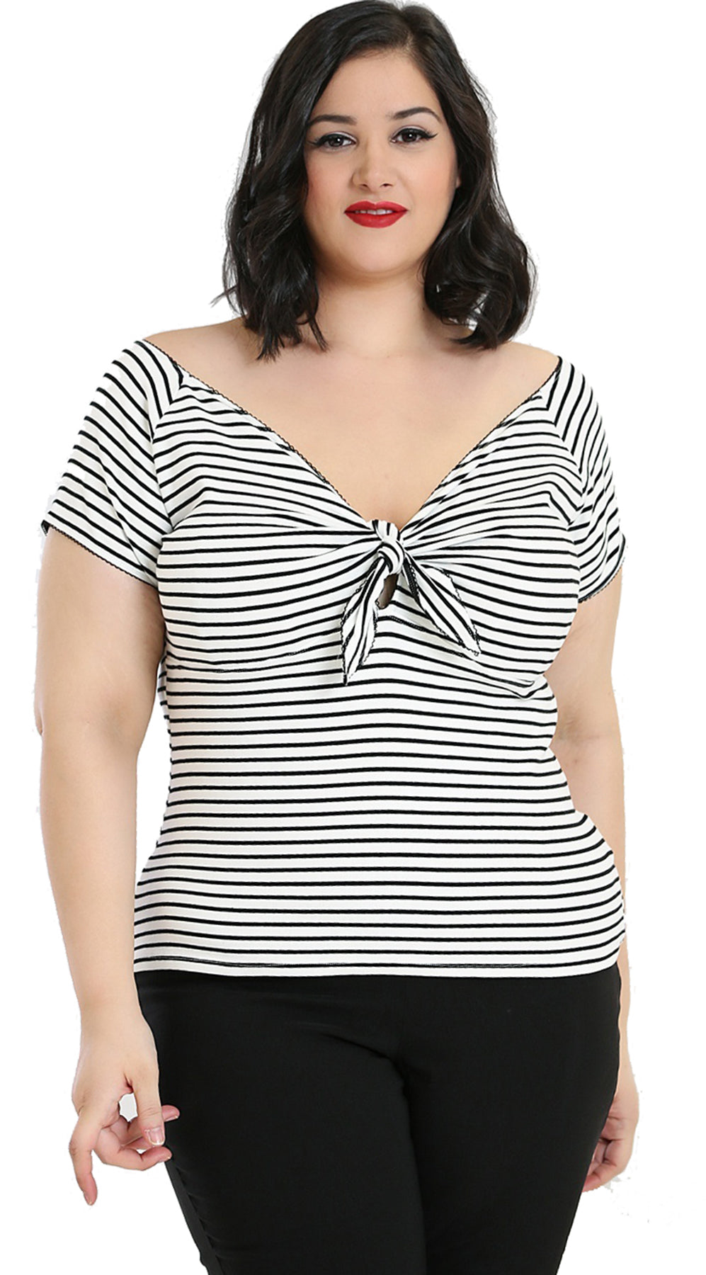Hell_Bunny_DOLLY_Sailor_50s_STREIFEN_Knot_Tie_SHIRT_Oberteil_-_Schwarz_Weiss_Plus_Size_killer_kirsche_1