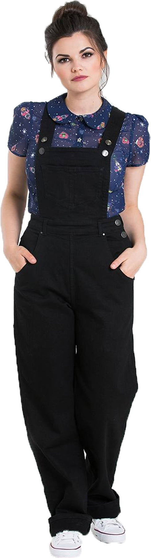 Hell_Bunny_ELLY_MAY_Denim_Vintage_DUNGAREES_Jeans_LATZHOSE_Black_killer_kirsche_schwarz