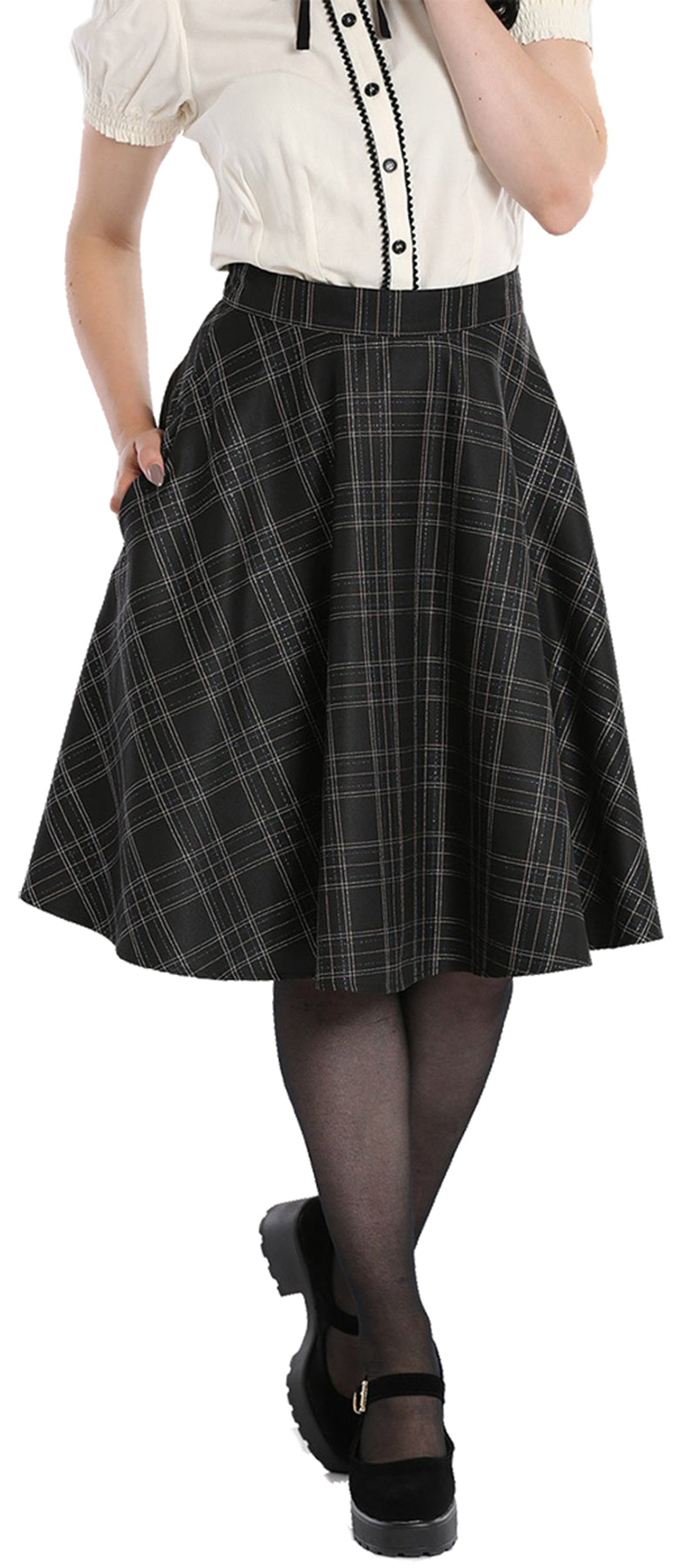 Hell_Bunny_EUPHORIA_Vintage_SPARKLY_CHECK_Tartan_50s_Swing_Skirt_TELLERROCK_killer_kirsche