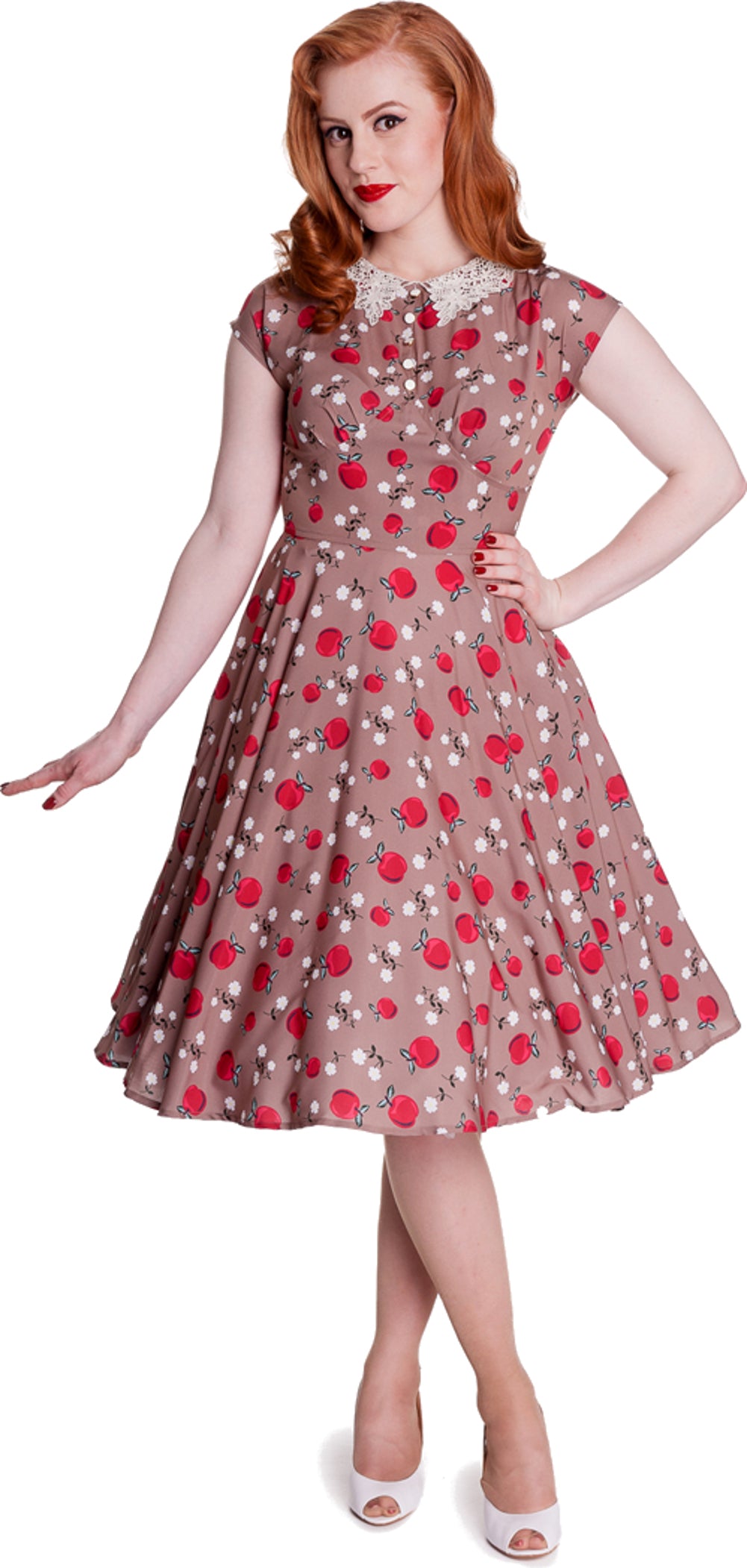 Hell_Bunny_FRANCINE_Vintage_Retro_APPLE_Lace_Collar_KLEID_braun