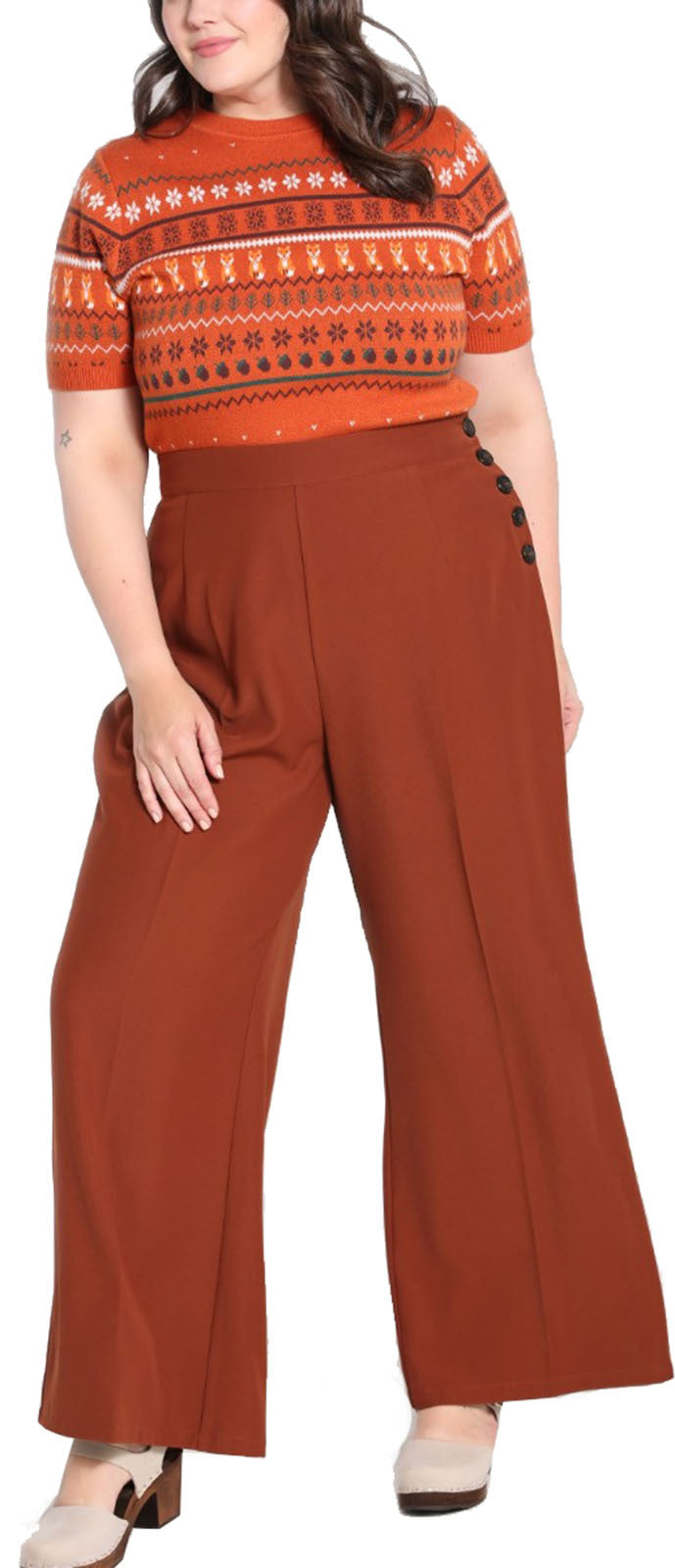 Hell_Bunny_GINGER_PLAIN_Retro_MARLENE_High_Waist_PLUS_SIZE_Pants_TROUSERS_Hose_Braun_killer_Kirsche_1