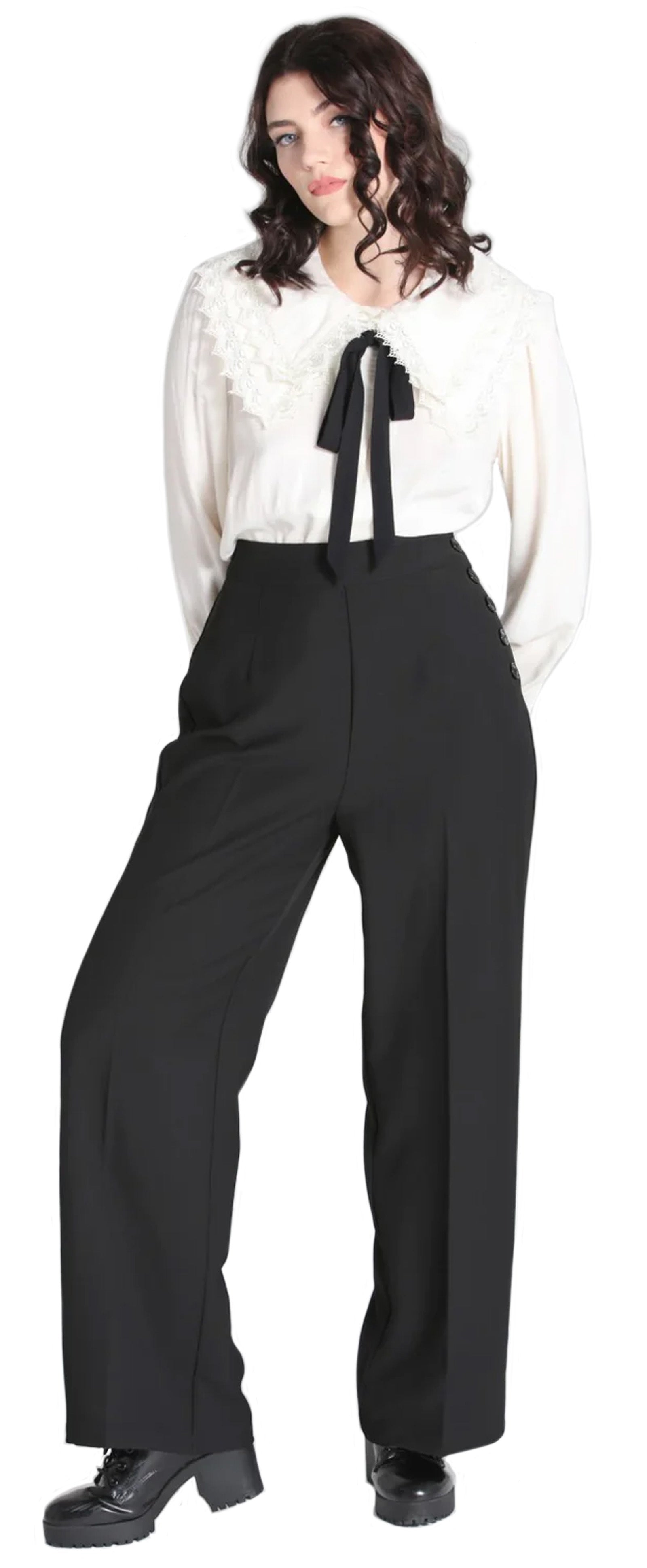 Hell_Bunny_GINGER_PLAIN_Retro_MARLENE_High_Waist_Pants_TROUSERS_Hose-4