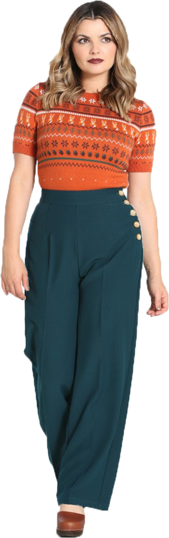 Hell_Bunny_GINGER_PLAIN_Retro_MARLENE_High_Waist_Pants_TROUSERS_Hose_Petrol_Killer_Kirsche-1