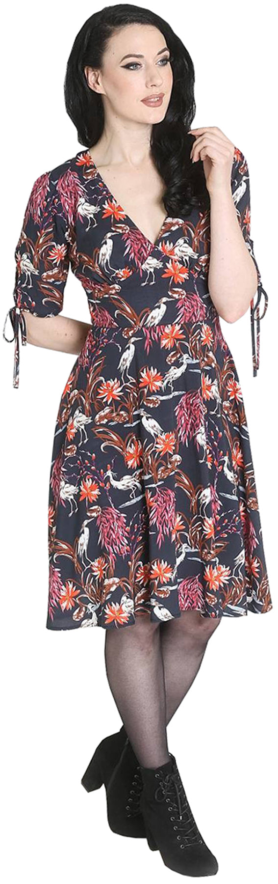 Hell_Bunny_HERON_Vintage_REIHER_Blumen_Halbarm_SWING_Dress_Kleid_killer_kirsche
