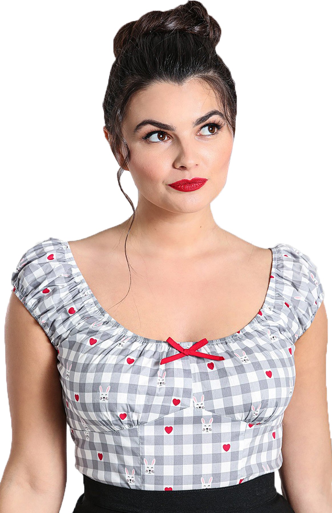 Hell_Bunny_HOPPER_Vintage_GINGHAM_Bunny_Heart_KARO_Kurzarm_SHIRT_Bluse_killer_kirsche