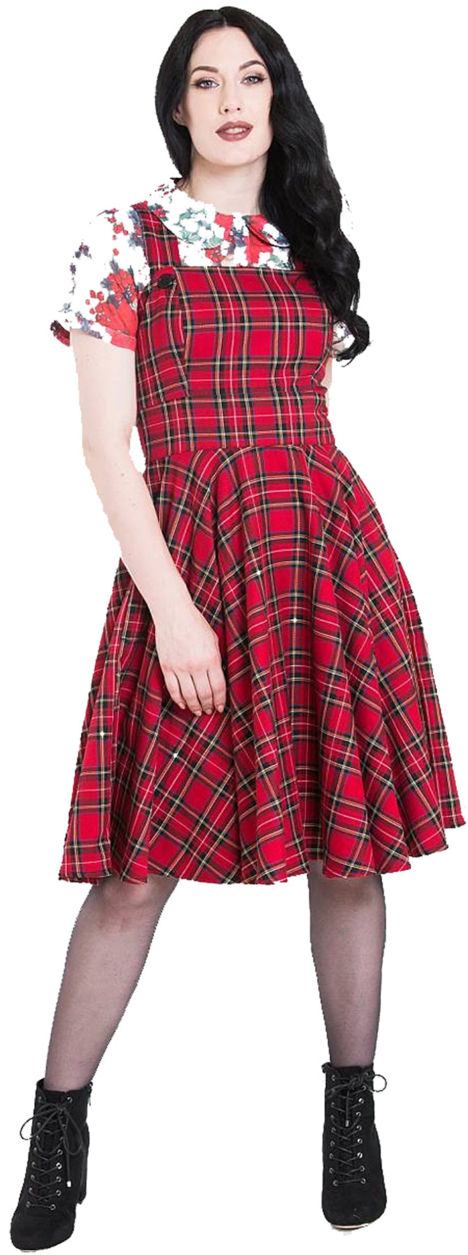 Hell_Bunny_IRVIENE_Tartan_PINAFORE_Hosentraeger_Dress_KLEID_rot_killer_kirsche
