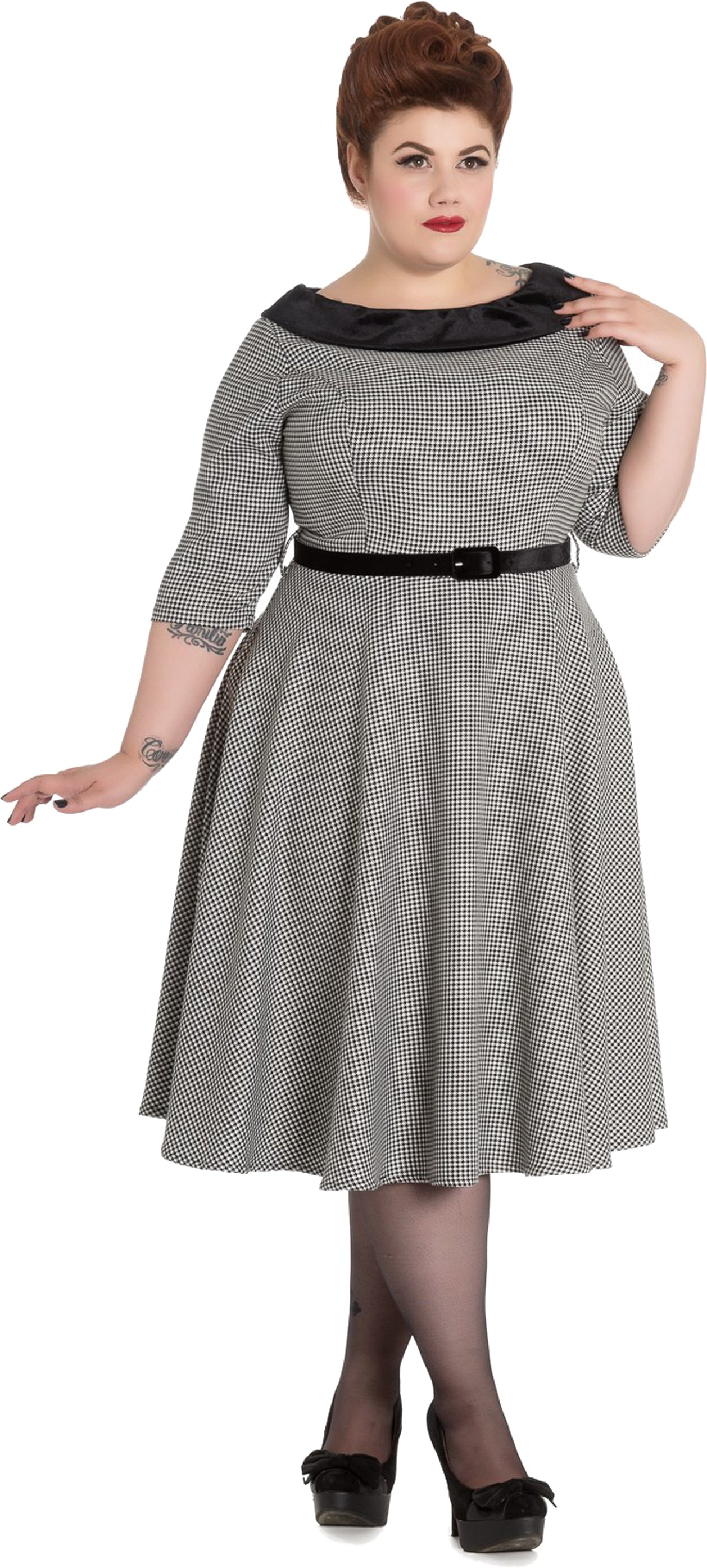 Hell_Bunny_JACKSON_Arm_DOGTOOTH_Hahnentritt_Vintage_DRESS_Kleid_Plus_Size