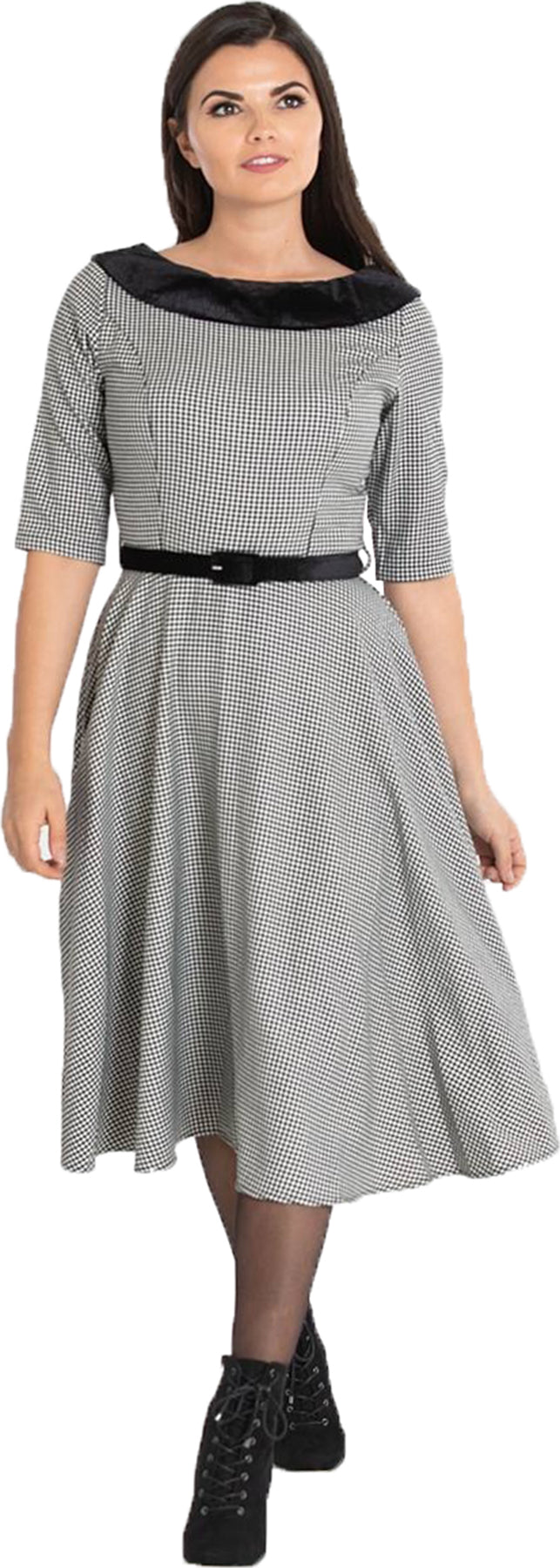 Hell_Bunny_JACKSON_Vintage_DOGTOOTH_Hahnentritt_U-Boot_SWING_DRESS_Kleid_Killer_Kirsche-1