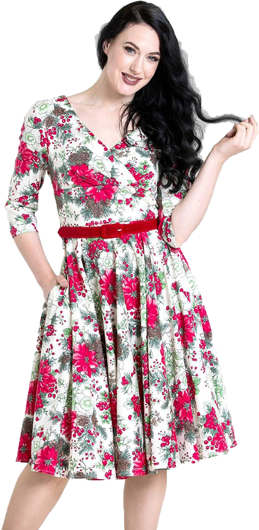 Hell_Bunny_JENNIE_Vintage_HOLLY_BERRY_Blumen_Flower_Swing_Dress_KLEID_killer_kirsche