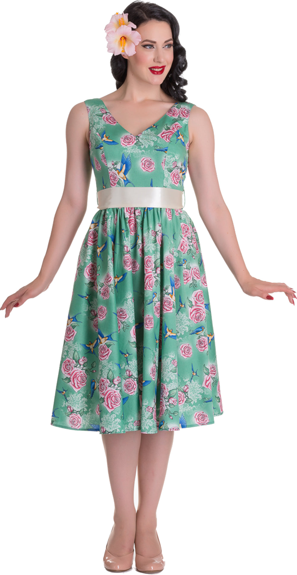 Hell_Bunny_LACEY_Vintage_Bird_Roses_V-Neck_Swing_KLEID_-_Greeng2oMeeKSAkfHY