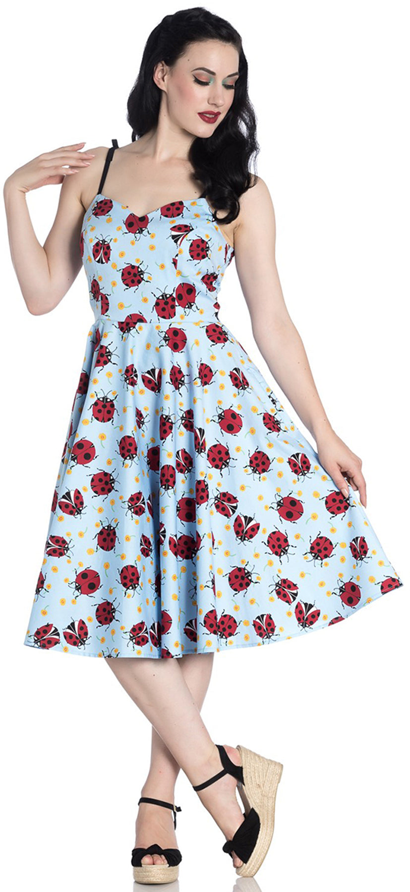 Hell_Bunny_LILA_Daisies_LADYBIRD_Marienkaefer_Traeger_SWING_DRESS_Kleid_killer_kirsche
