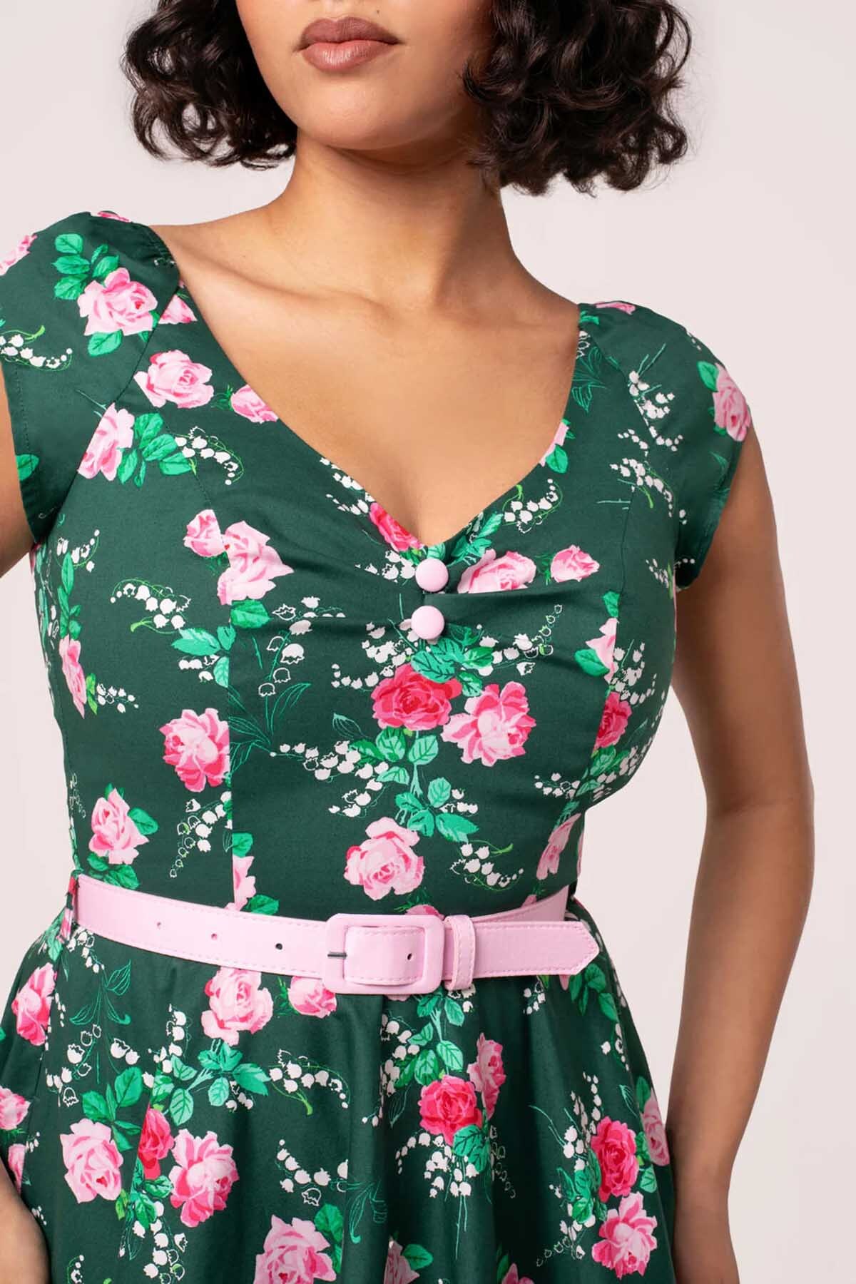 Hell_Bunny_MABEL_FLORAL_Vintage_Retro_Rosen_Full_Circle_SWING_DRESS_Kleid_-_Tannengruen-2