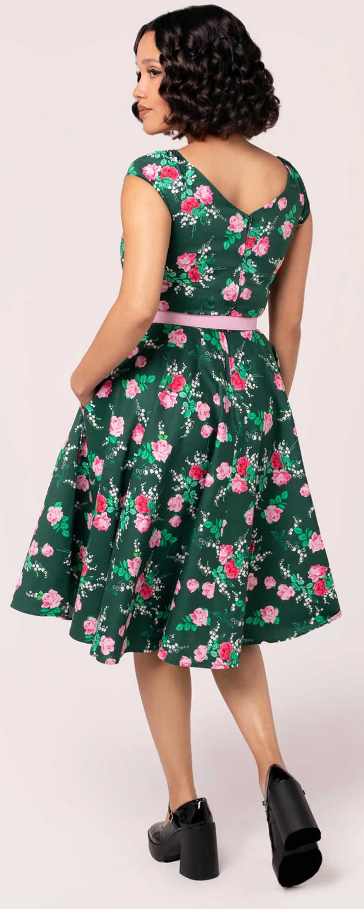 Hell_Bunny_MABEL_FLORAL_Vintage_Retro_Rosen_Full_Circle_SWING_DRESS_Kleid_-_Tannengruen-3