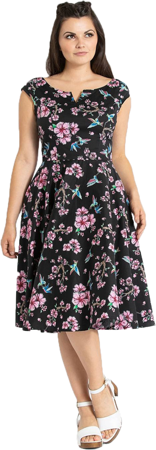 Hell_Bunny_MADISON_Vintage_KOLIBRI_Flower_BLUMEN_Kurzarm_50s_SWING_DRESS_Kleid_Killer_Kirsche-1