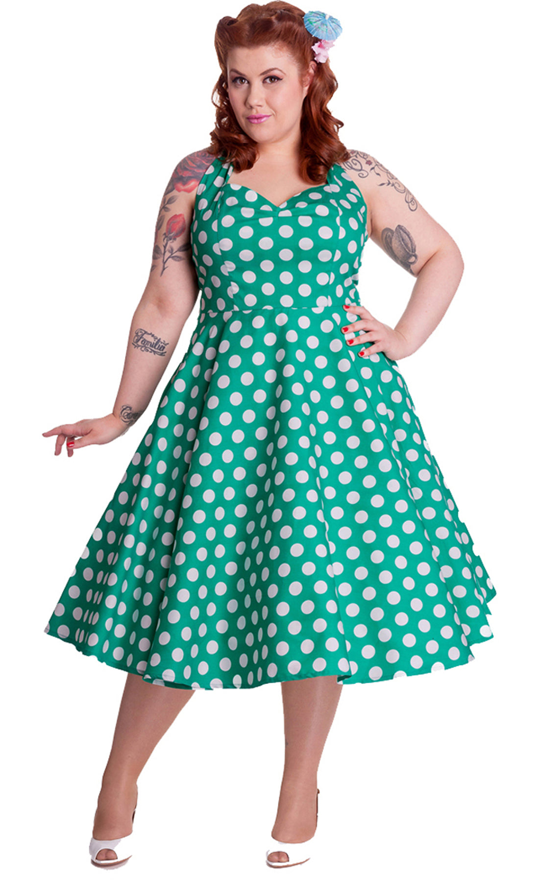 Hell_Bunny_MARIAM_Polka_Dots_50s_NECKHOLDER_Kleid_Gruen_PLUS_SIZE_killer_kirsche