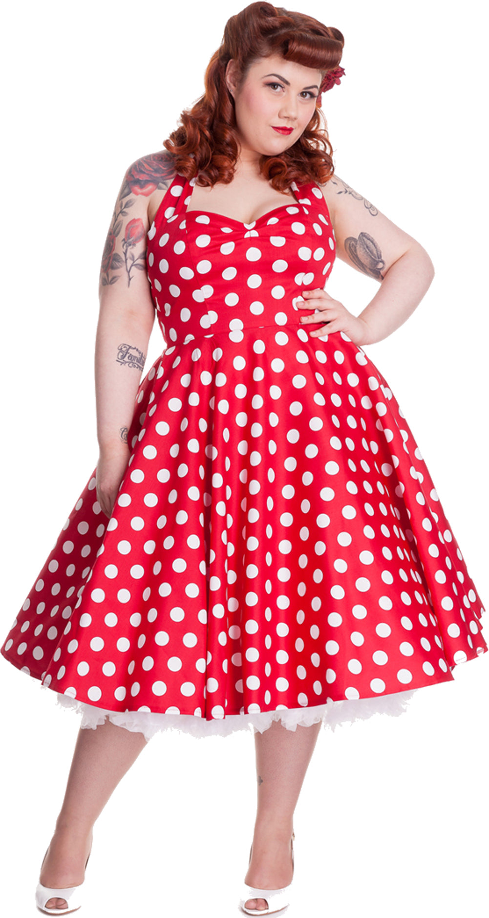Hell_Bunny_MARIAM_Polka_Dots_50s_Punkte_SWING_Vintage_Retro_KLEID_Plus_Size_Rot