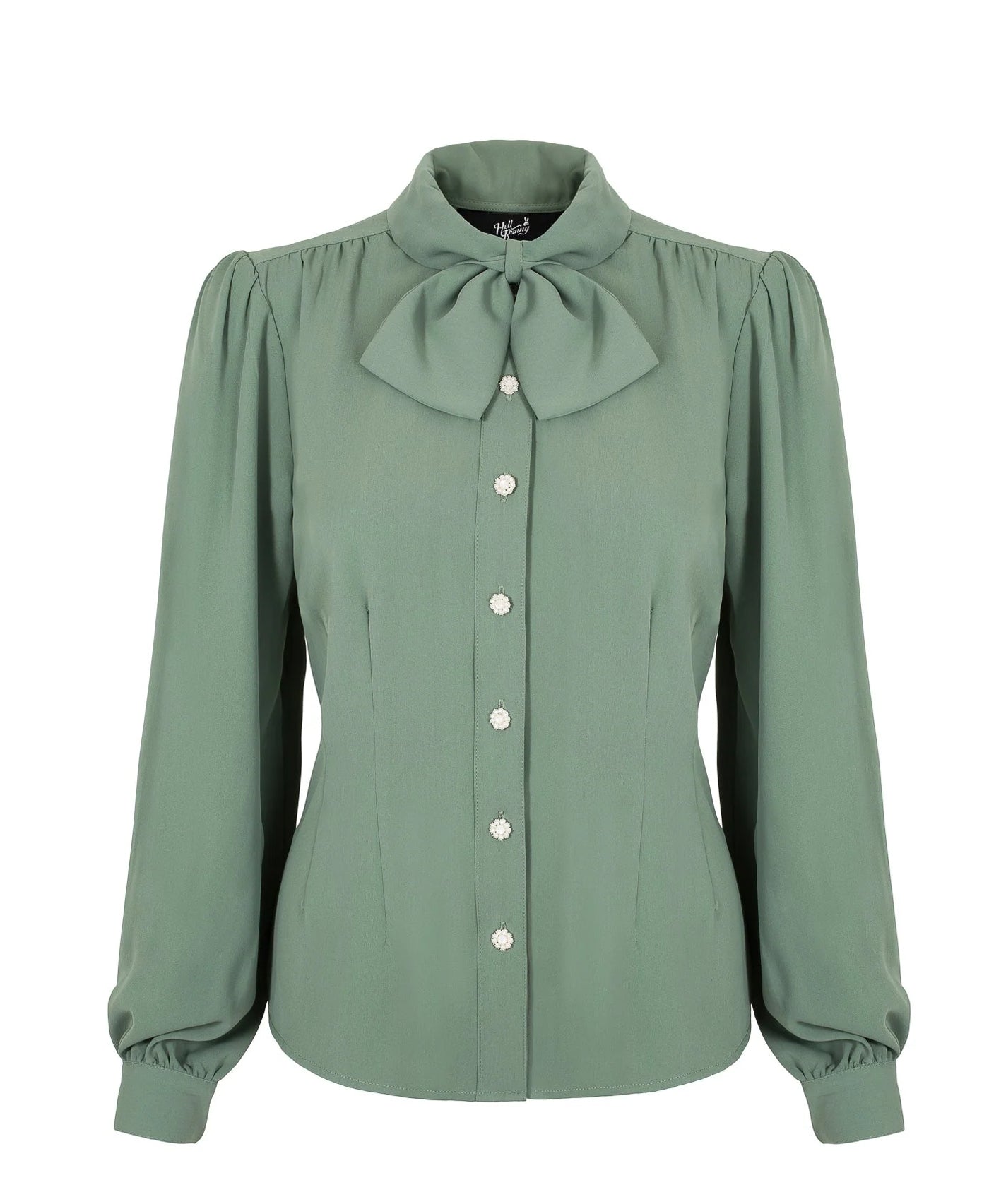 Hell_Bunny_MIA_VINTAGE_Retro_Langarm_Puff_Sleeve_Classic_Oberteil__Schluppenbluse_-_Salbeigruen-6