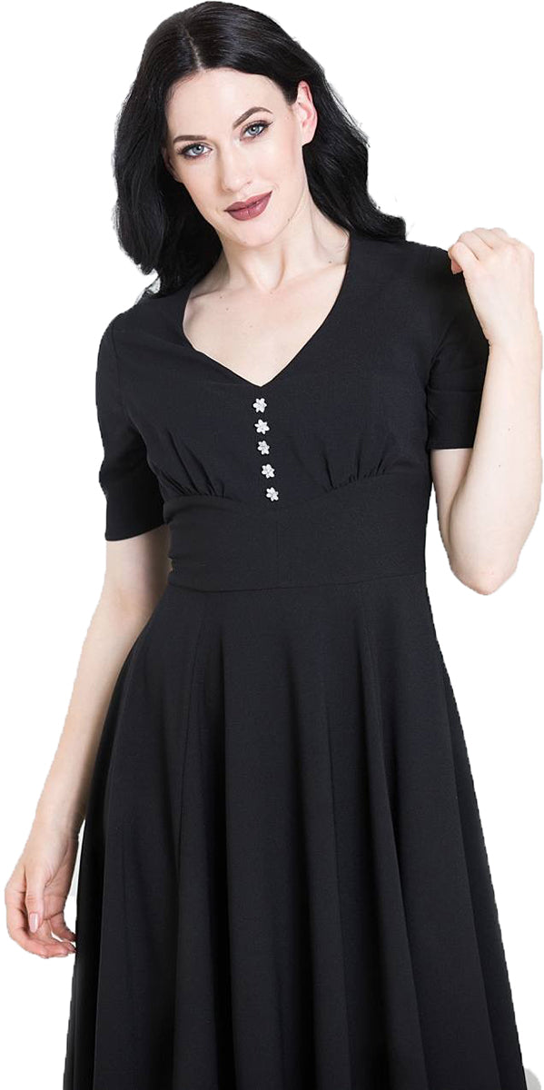 Hell_Bunny_MILAY_Vintage_40s_Blumen_BUTTONED_Swing_Dress_KLEID_Schwarz-2