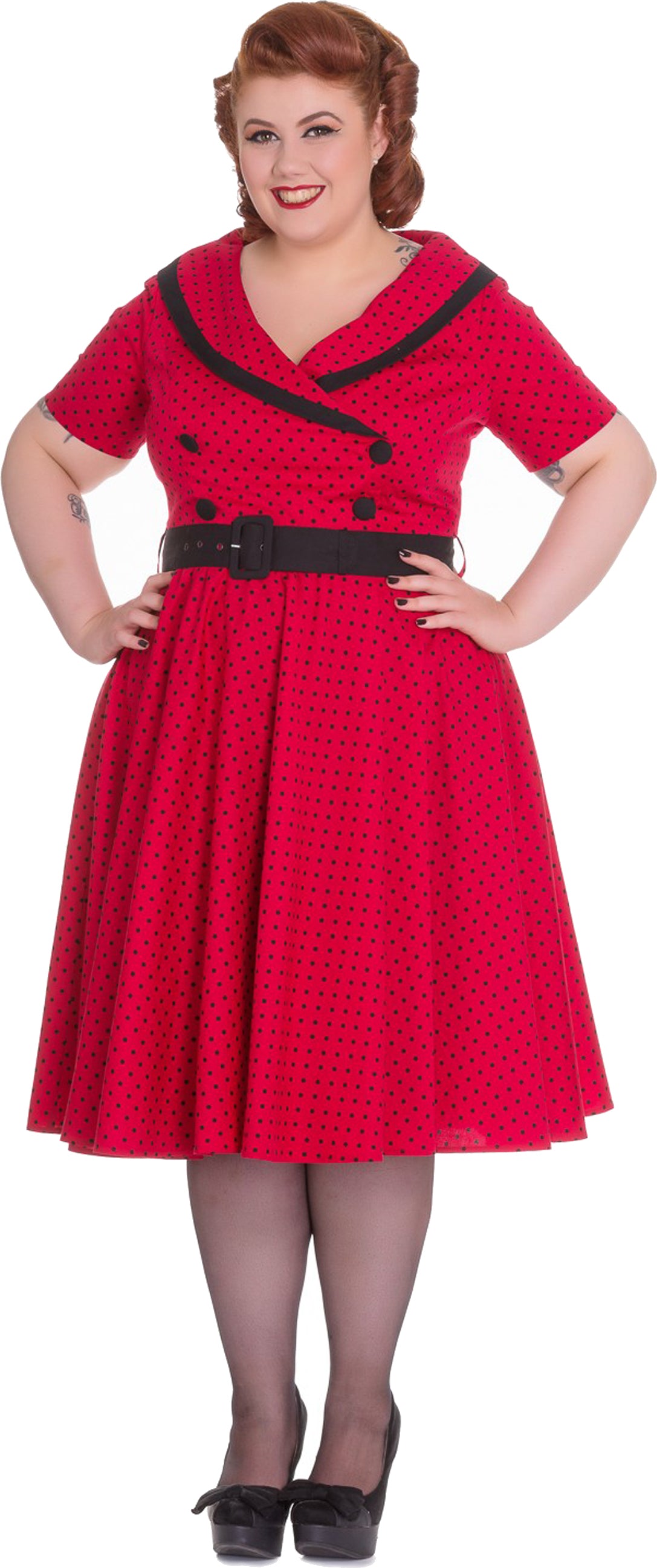 Hell_Bunny_MIMI_Polka_Dots_Punkte_50s_Collar_SWING_Vintage_Kleid_Rot_Plus_Size