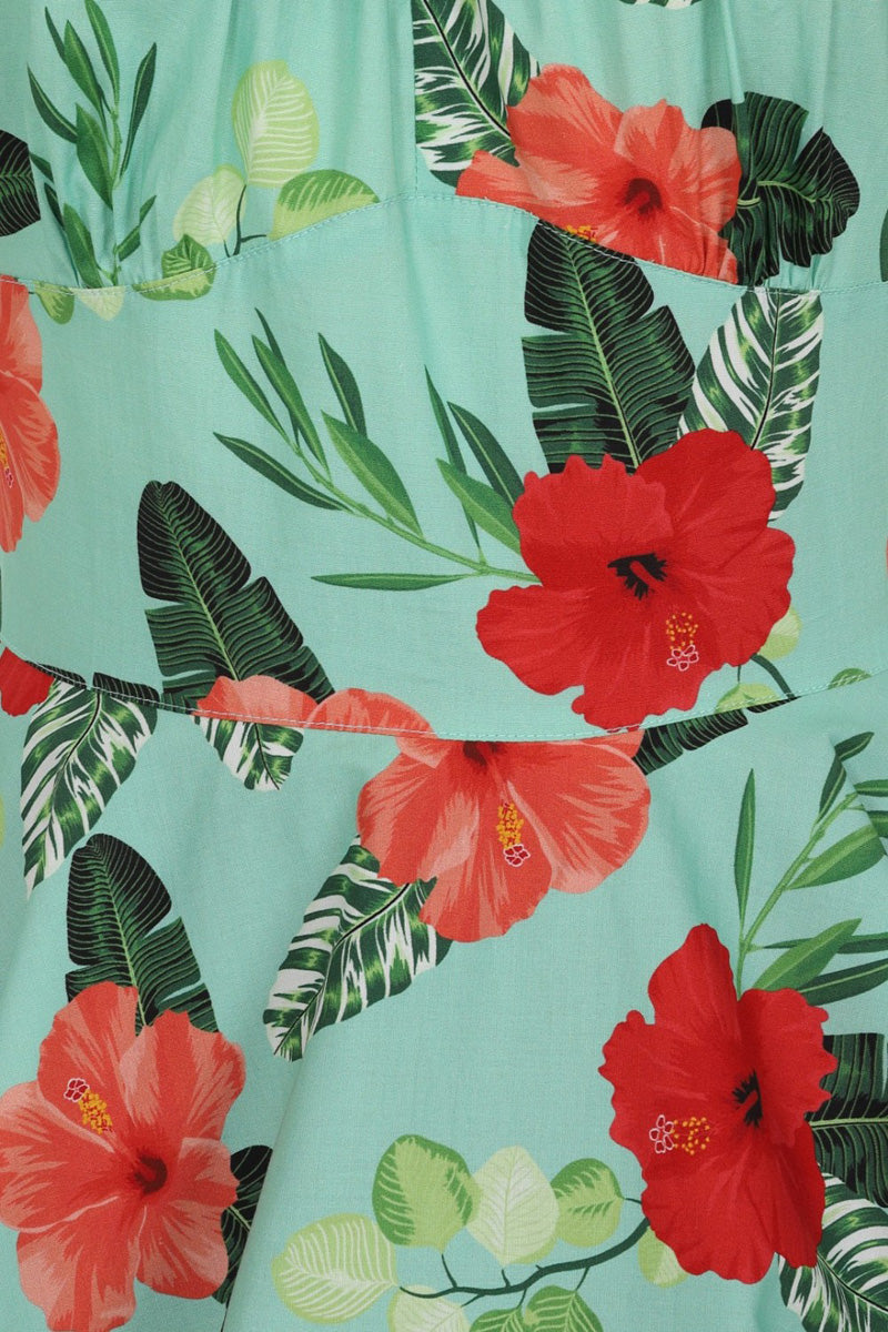 Hell_Bunny_MOANA_Tropical_HIBISKUS_Blumen_Kurzarm_50s_SWING_KLEID_Dress_killer_kirsche_5qaihvVZcDQU0X