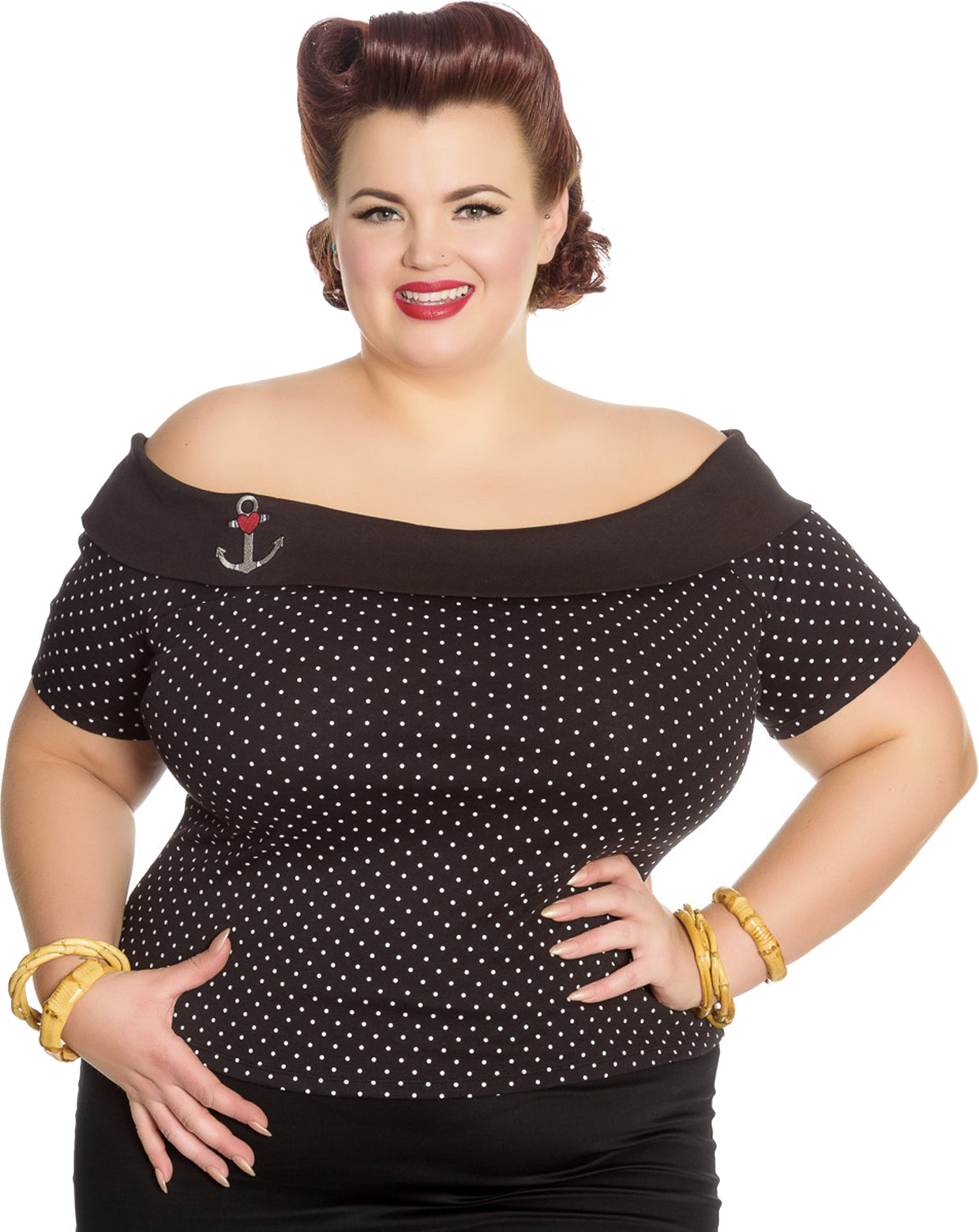 Hell_Bunny_MONICA_50s_Polka_DOTS_Punkte_ANCHOR_Carmen_SHIRT_Plus_Size
