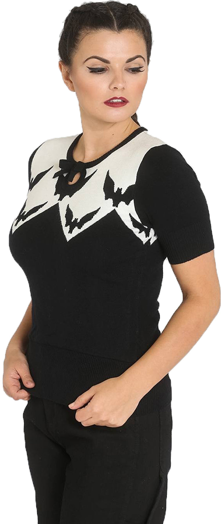 Hell_Bunny_NEW_VAMP_Retro_BATS_Fledermaus_BOW_Kurzarm_STRICKSHIRT_Jumper_killer_kirsche