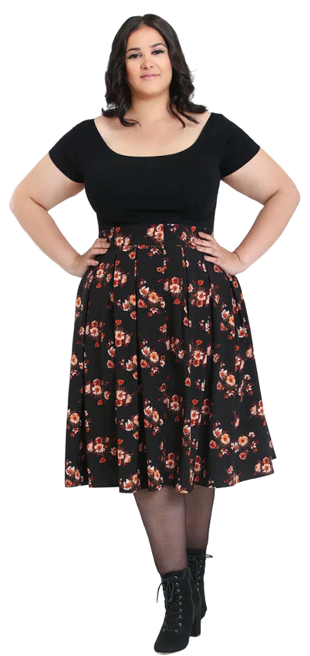 Hell_Bunny_ORLA_FLORAL__Vintage_Rosen_Blueten_PLEATED_Swing_Skirt_ROCK_Plus_Size-2