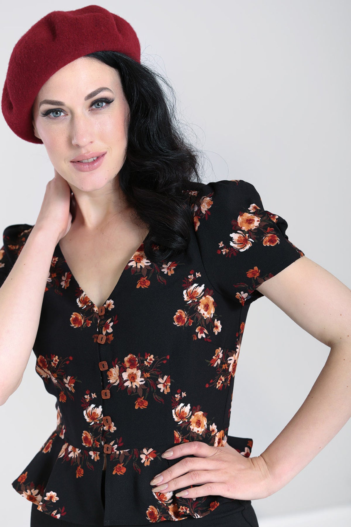 Hell_Bunny_ORLA_LEAVES_V-NECK_Kurzarm_Vintage_Floral_PEPLUM_Bluse__Shirt3mcZYpjBAr741y
