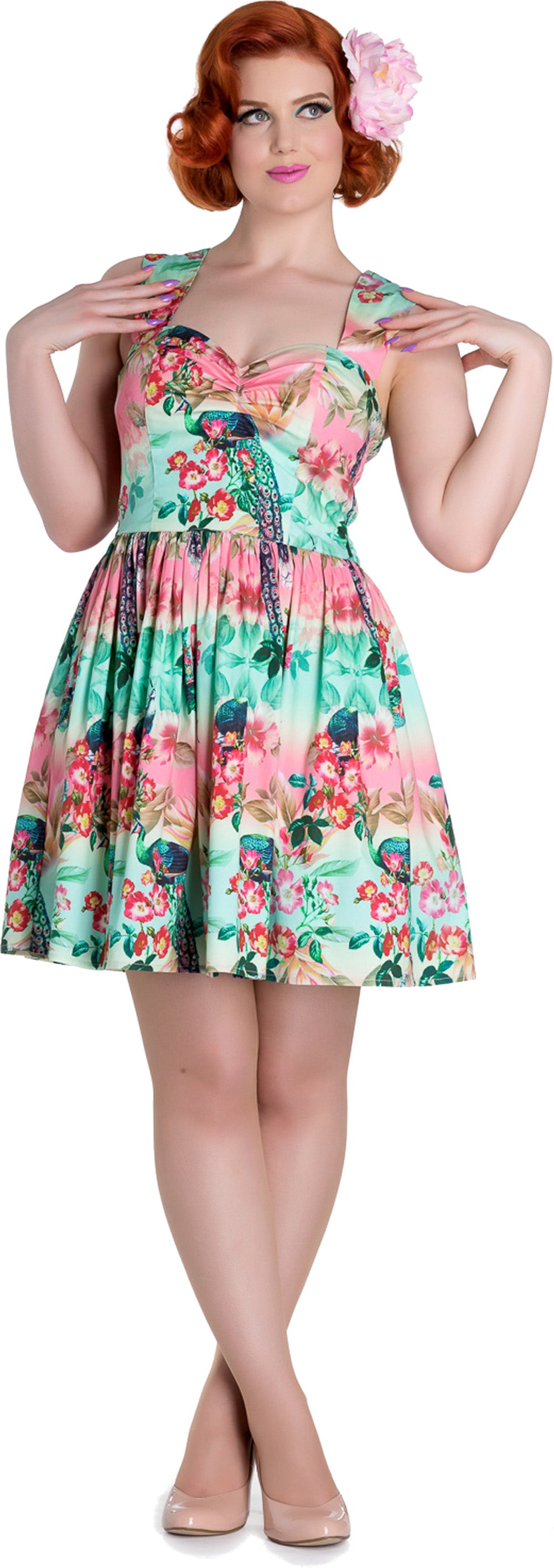 Hell_Bunny_PEACOCK_Pfau_Vintage_Blueten_Pin_Up_Dress_KLEID