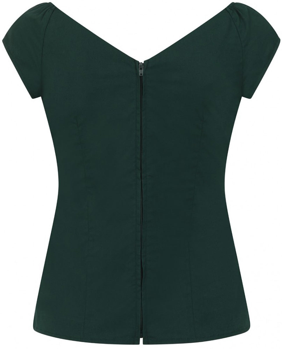 Hell_Bunny_PETUNIA_Vintage_V-NECK_Plain_Kurzarm_SHIRT_Top_Oberteil_Gruen_killer_kirsche_3oDkh1KVC4TONo