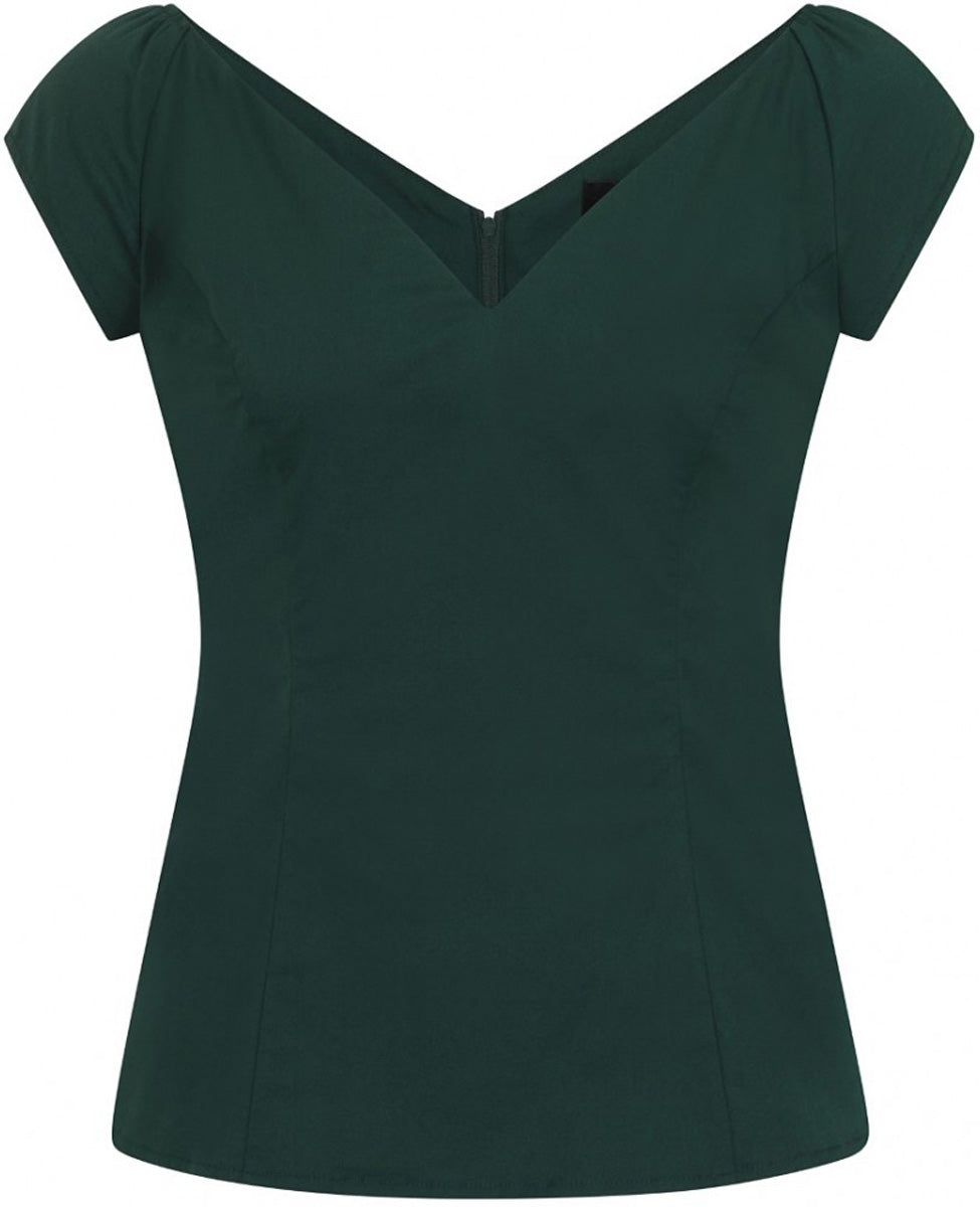 Hell_Bunny_PETUNIA_Vintage_V-NECK_Plain_Kurzarm_SHIRT_Top_Oberteil_Gruen_killer_kirsche_4kgBnDKwI94rG3
