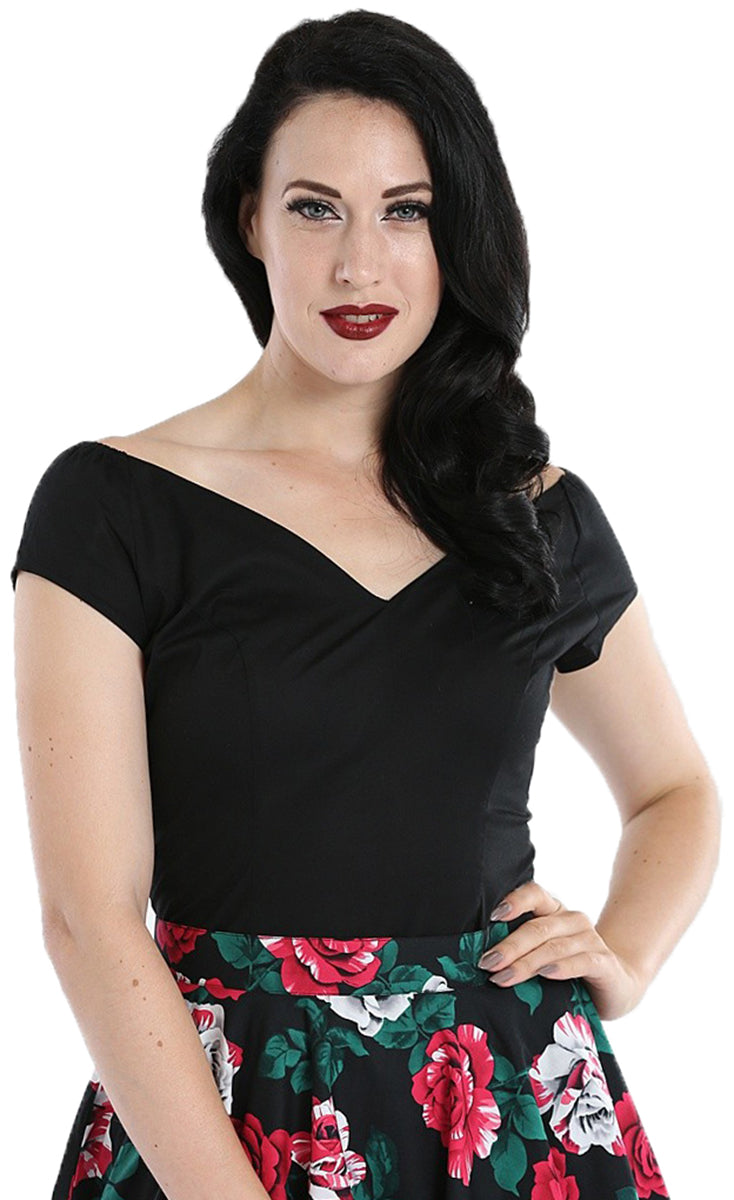 Hell_Bunny_PETUNIA_Vintage_V-NECK_Plain_Kurzarm_SHIRT_Top_Oberteil_Schwarz-1wFw3yrXr14T3k