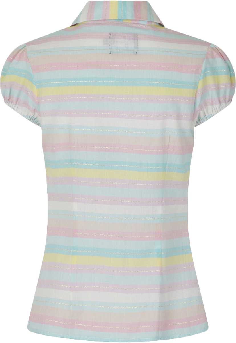Hell_Bunny_RAINBOW_Vintage_STREIFEN_Bubikragen_Kurzarm_BLUSE_Shirt-2