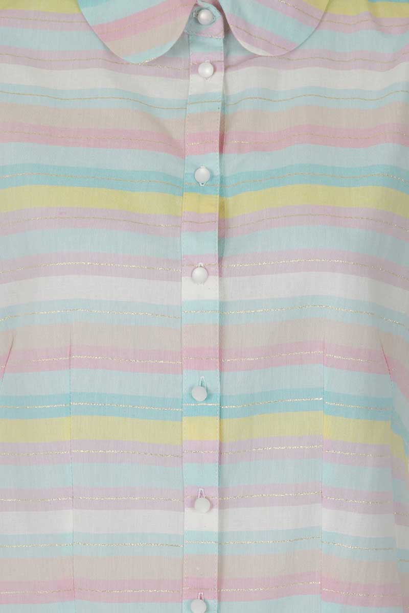 Hell_Bunny_RAINBOW_Vintage_STREIFEN_Bubikragen_Kurzarm_BLUSE_Shirt-4