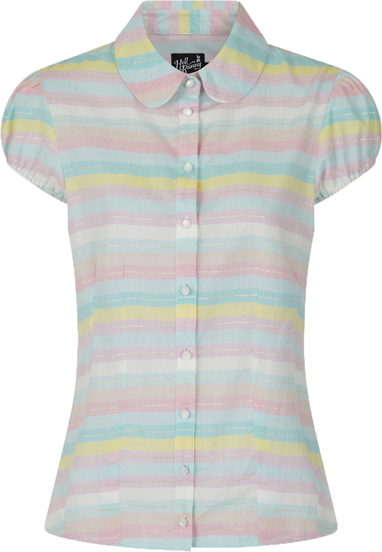 Hell_Bunny_RAINBOW_Vintage_STREIFEN_Bubikragen_Kurzarm_BLUSE_Shirt_killer_kirscheKOmiesZ5CaZzc