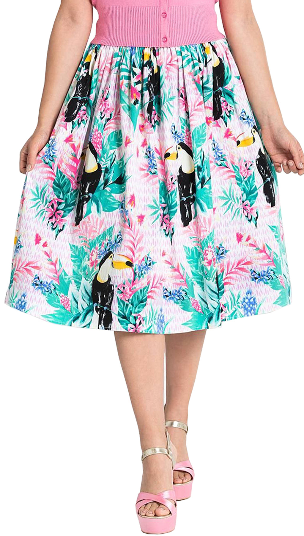 Hell_Bunny_RAPHAELLA_Tropical_TUKAN_Toucan_BLUMEN_Swing_Skirt_ROCK_killer_kirsche