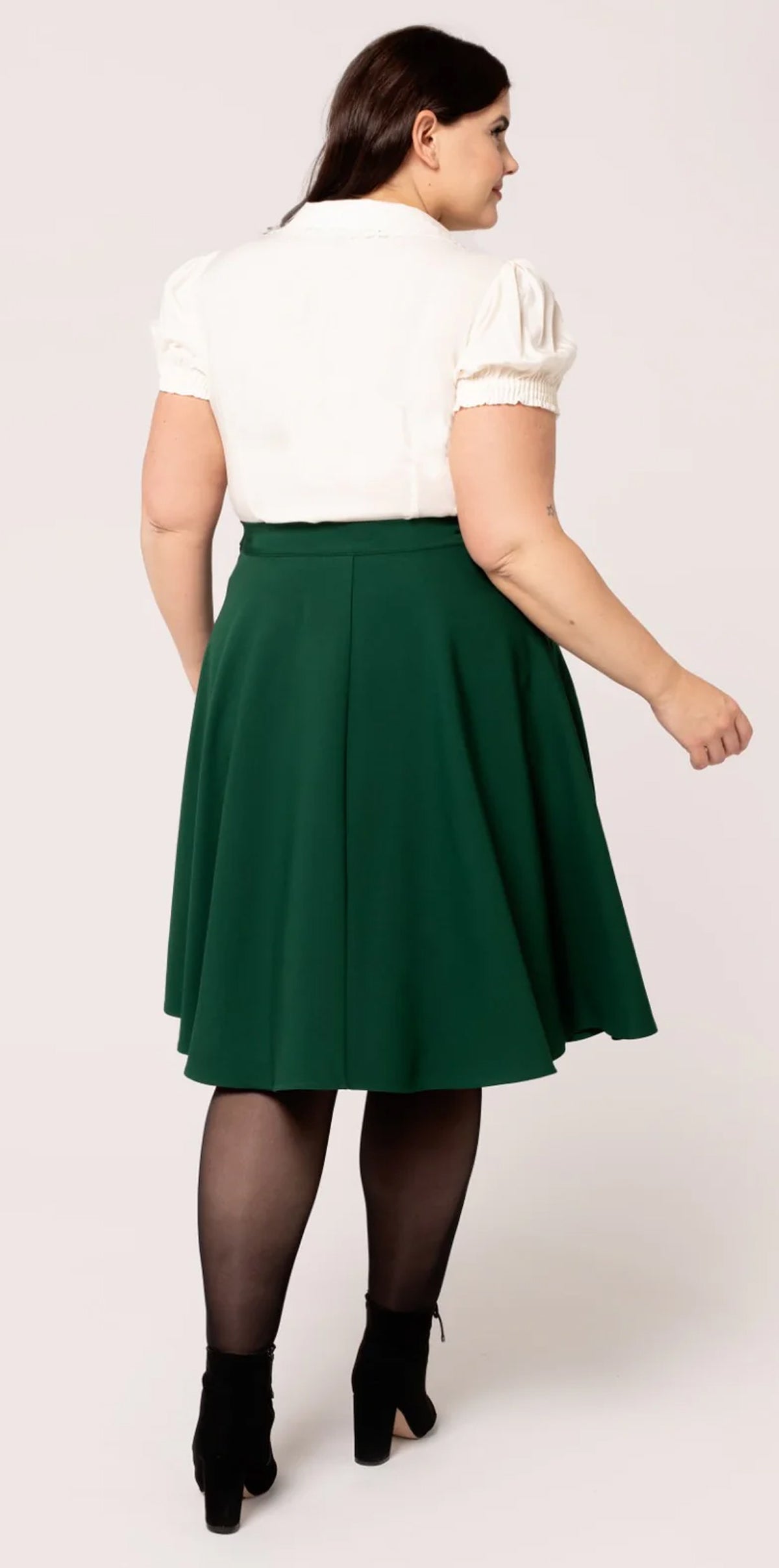 Hell_Bunny_RAVENWOOD_BUTTON_Vintage_PLAIN_High_Waist_SWING_SKIRT_Tellerrock_-_Tannengruen-4