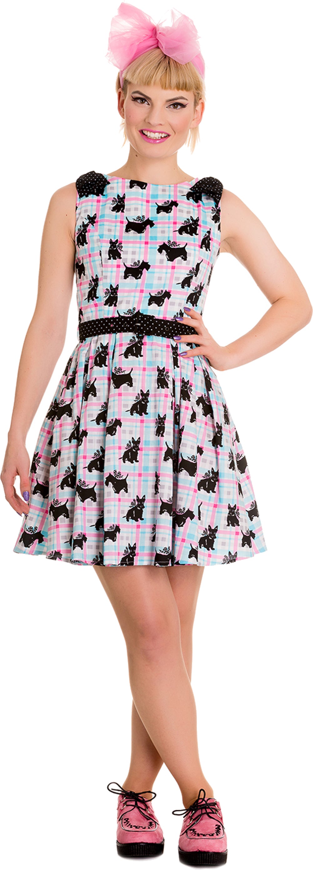 Hell_Bunny_SCOTTIE_Dog_CHECK_Karo_BOW_Mini_DRESS_Kleid