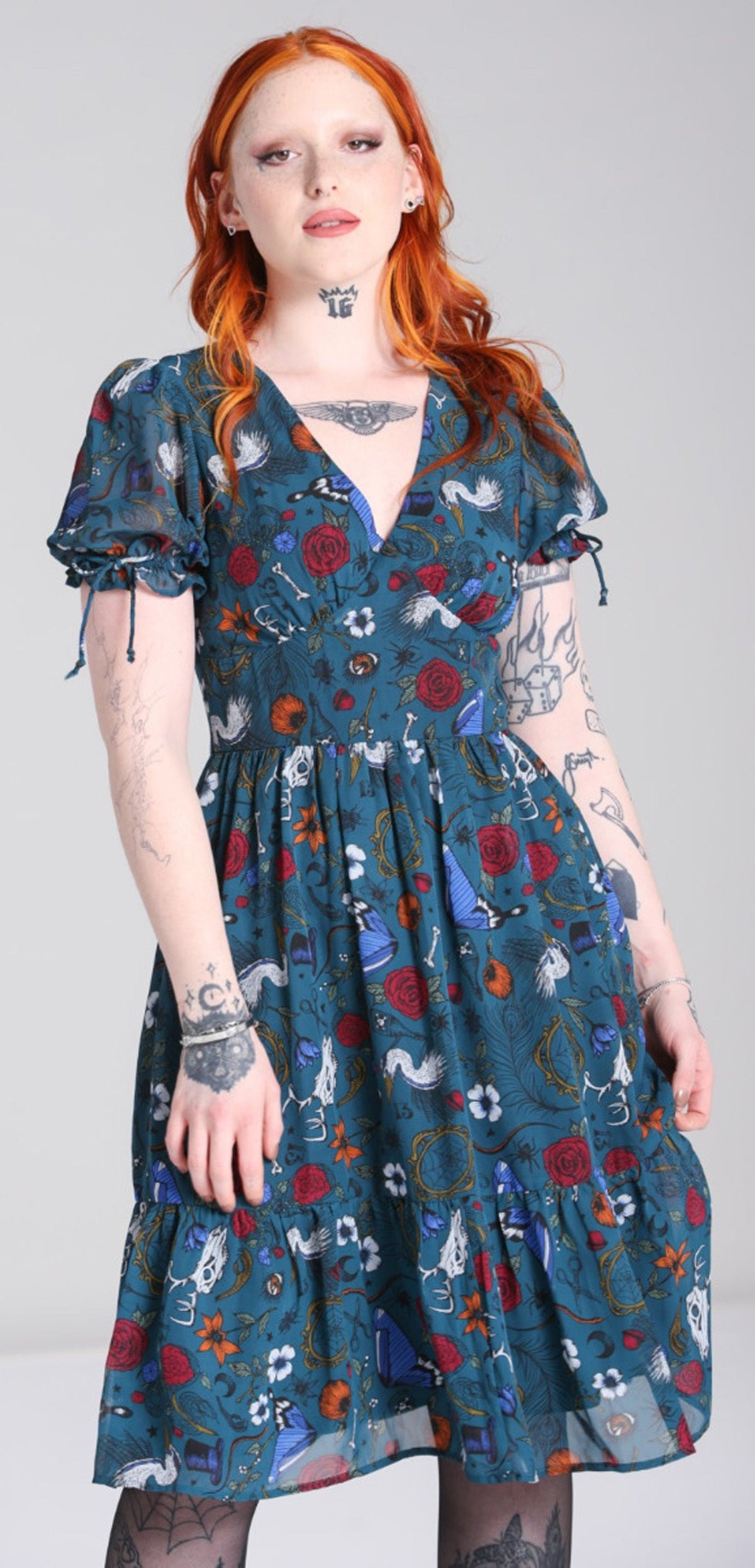 Hell_Bunny_SIANNA_CHIFFON_Nature_Style_VNeck_Vintage_ALinie_KLEID_Dress_Teal-1