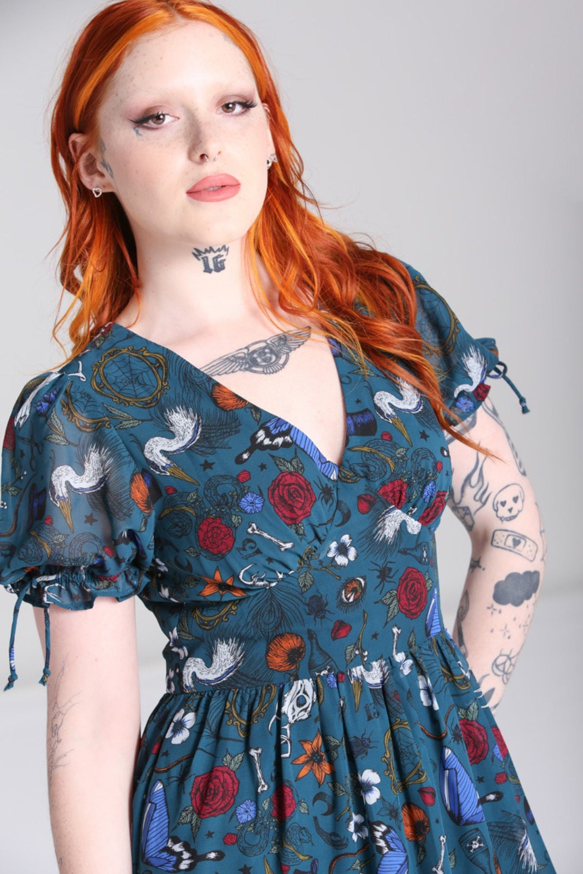 Hell_Bunny_SIANNA_CHIFFON_Nature_Style_VNeck_Vintage_ALinie_KLEID_Dress_Teal-3