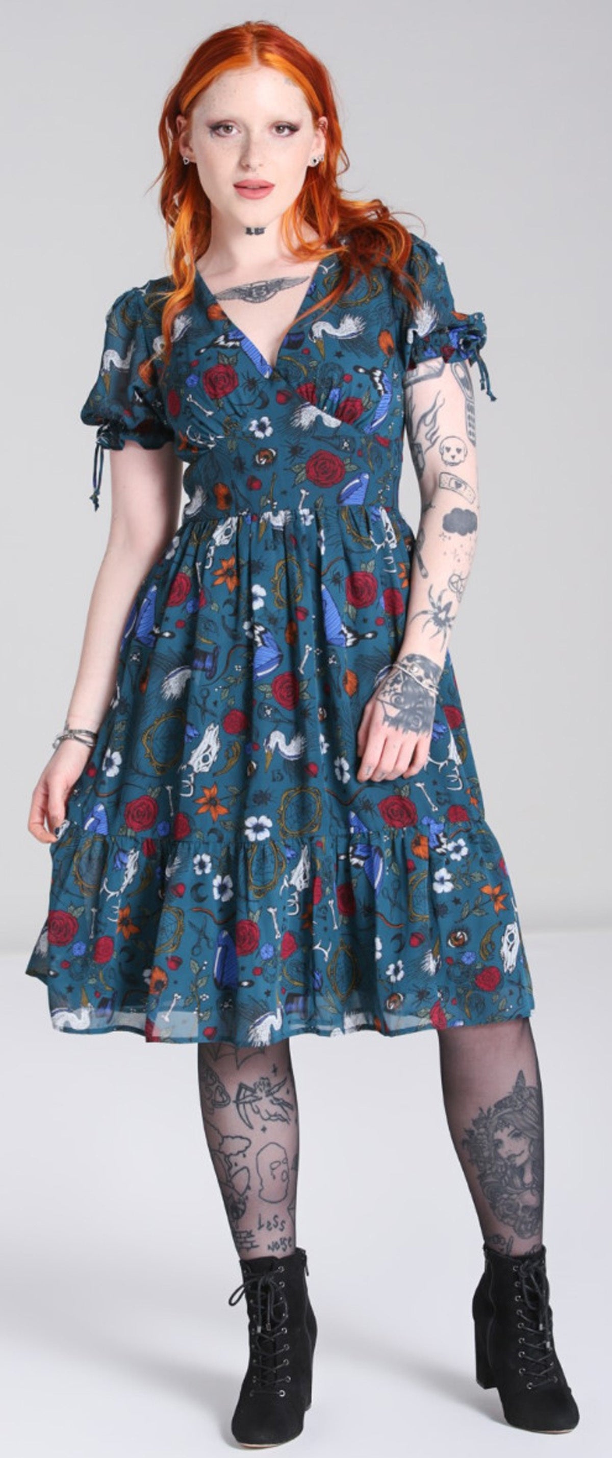 Hell_Bunny_SIANNA_CHIFFON_Nature_Style_VNeck_Vintage_ALinie_KLEID_Dress_Teal-4