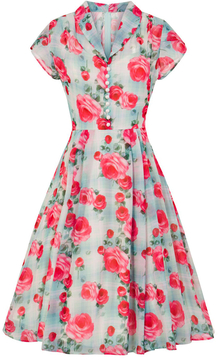 Hell_Bunny_SUZANNAH_Vintage_ROSES_Floral_CHECK_V-Neck_Dress_KLEID-3