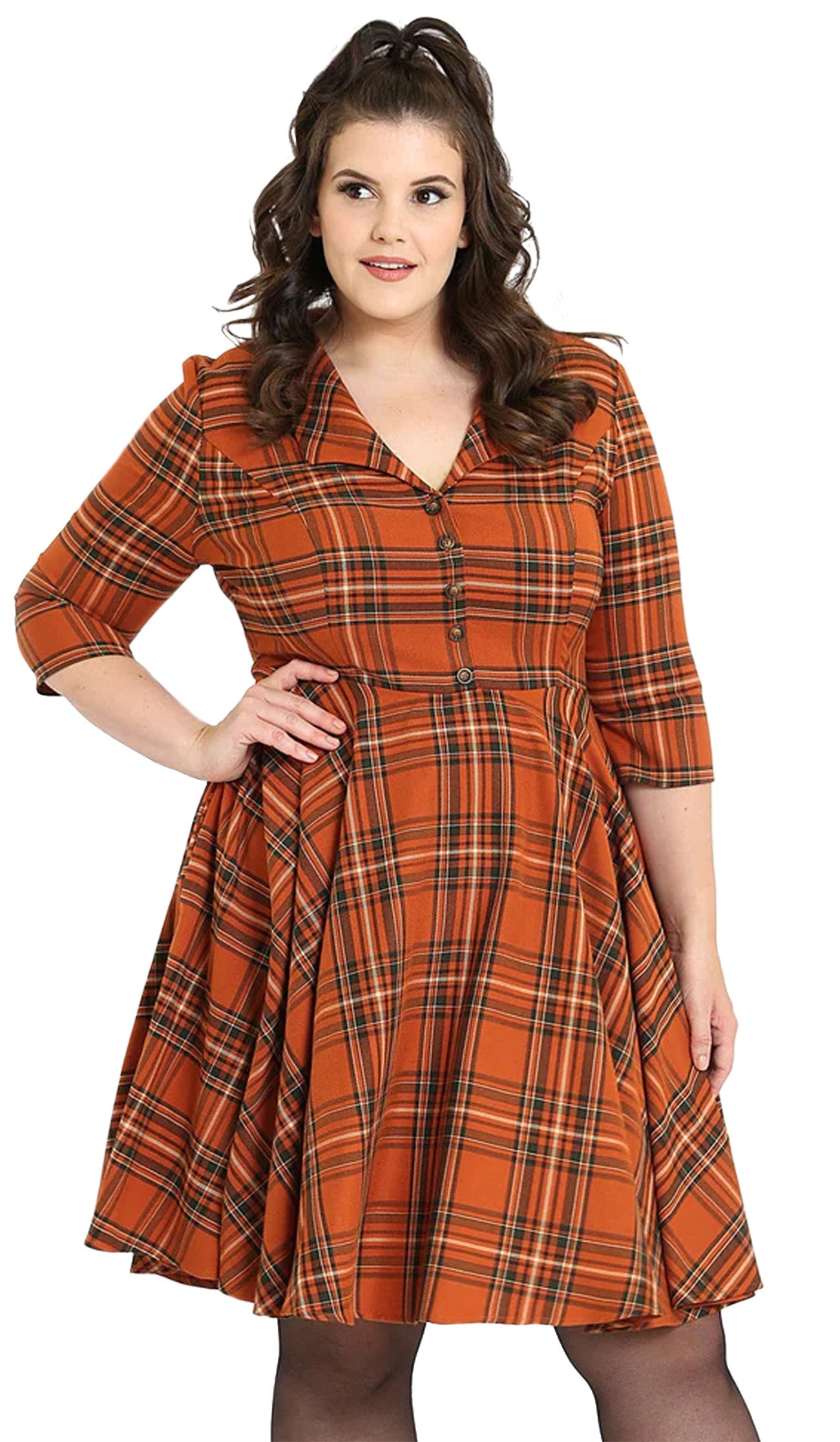 Hell_Bunny_TAWNY_TARTAN_50s_Retro_Karo_VNeck_SWING_Flared_DRESS_Kleid-3iA3NdWURIWPSQ